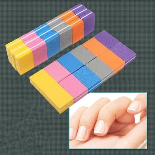 2021 New Colorful Double-sided Mini Nail File Blocks Sponge Nail Polish Sanding Buffer Strips Nail Polishing Manicure Tools
