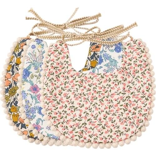 Kangobaby #My Soft Life# Retro Fashion Lace Edge 3pcs Set Hemp Cotton Bib