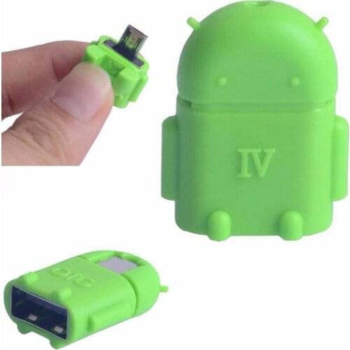 Micro usb to USB OTG adapter for Universal Android phone tablet pc connect to flash mouse keyboard Robot Shape xiaomi 5