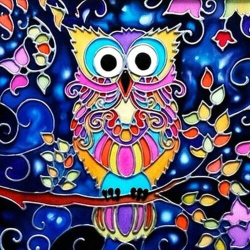Diamond painting owl cartoon color full square 5d animal sticker diy mosaic canvas art diamond embroidery decoration
