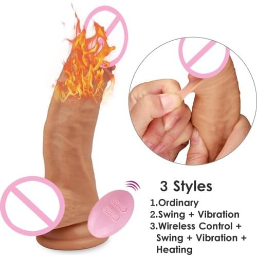 Wireless control Lifelike Dildo vibrator Swing realistic heating dildo vibration penis body massage dick sex toys for women