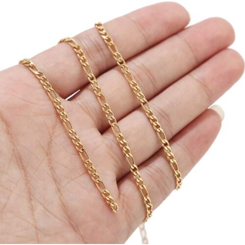 3mm Exquisite Stainless Steel Polished Gold Tone Curb Chain Link DIY Accessories Necklace Bracelet Jewelry