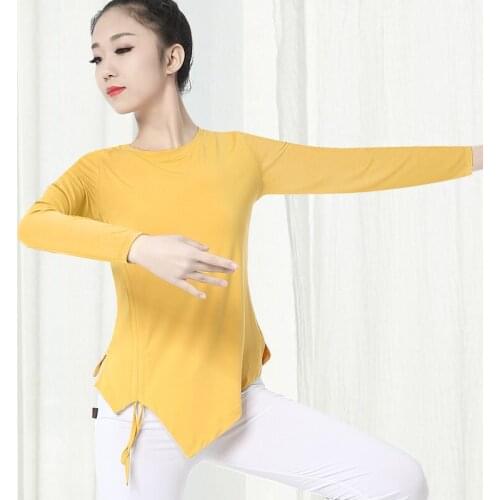 D0807 Ballroom Dancing Blouse Womens Modal Long-sleeved Upper Garment Body Classical Modern Dance Exercise Shirt Rave Outfit