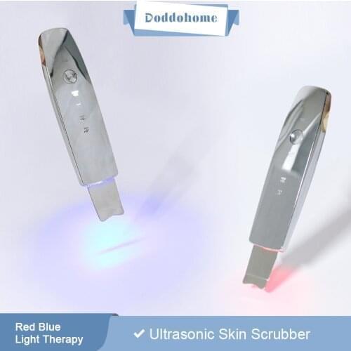 Doddohome Face Skin Scrubber Red and blue light effective smooth skin Facial Pore Cleaner Peeling Shovel Effective recovery