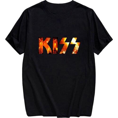 Cotton T-shirt Fashion Brands Rock Kiss Band Cotton Short Sleeve Harajuku T-shirt Men Woman Casual Tee Tops Drop Shipping