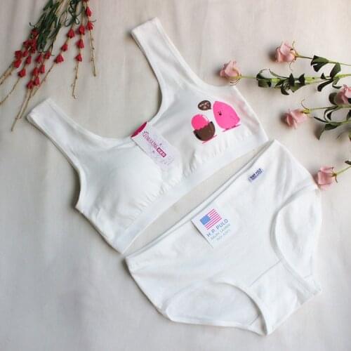 Cotton girl bra set developmental student underwear set no steel ring comfortable sports underwear set