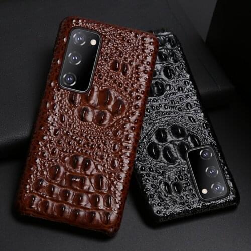 Leather Phone Case For Samsung Galaxy S20 FE case For s20 plus Cowhide Cover For Note 20 Ultra Crocodile Head Texture Case