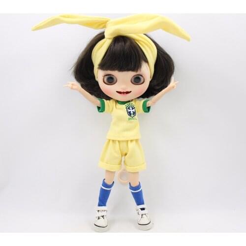 DBS icy blyth doll licca yellow shirt shorts leggings brasil soccer football team uniform