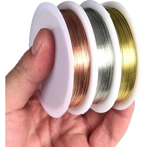 0.2 - 1mm Gold Rhoidum Color Copper Wire For Beading DIY Jewelry Making Supplies Craft Cord String Accessories