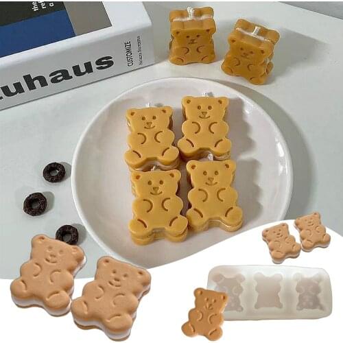 Bear Sandwich Biscuit Silicone Mold For Candles Cream Sandwich Chocolate Biscuit Mold Resin Molds Cake Decorating Tools