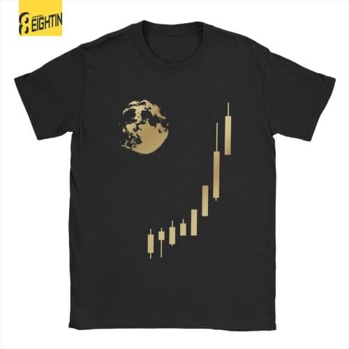 To The Moon Crypto Bitcoin T Shirts Mens Pure Cotton Vintage T-Shirts Crew Neck Bull Run Tees Short Sleeve Clothing New Arrival