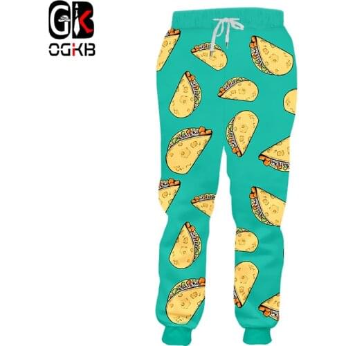 OGKB New Arrival Women/mens Sweatpants Print Burritos Foodie 3D Sweat Pants Man Hiphop Streetwear Punk Casual Long Trousers 5XL