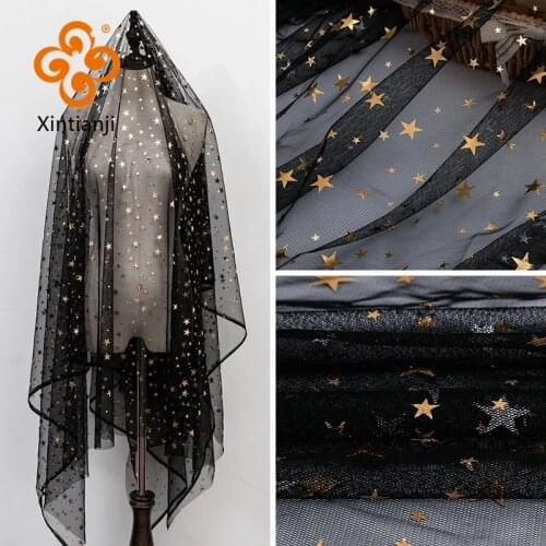 Bronzed Star Soft Mesh Lace Fabric For Girls' Tulle Dress And Garmant Sewing Decorative Mesh Fabric 45*160cm/Piece TJ0262