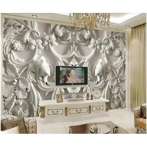 Custom photo 3d wallpaper Classic white simple European relief home decoration 3d wall murals wallpaper for living room