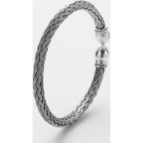 BOCAI New Real s990 Pure Silver Jewelry Hand-Woven Woman Bracelets Retro Personality Sentimental Mens and Womens Bracelets