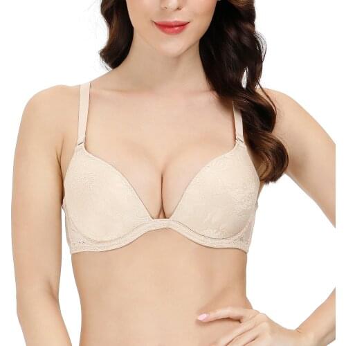 New Sexy Lace Women Bra Plus Size A B C D DD E Big Size Bralette Pure Brassiere Embroidery Underwear Plunge Underwire Push Up