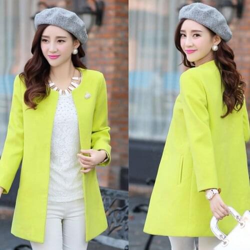 Solid O Neck Pockets Women Long Overcoats Brooch Casual Slim Lady Coats 2020 Autumn Winter Elegant A Line Classic Female Clothes