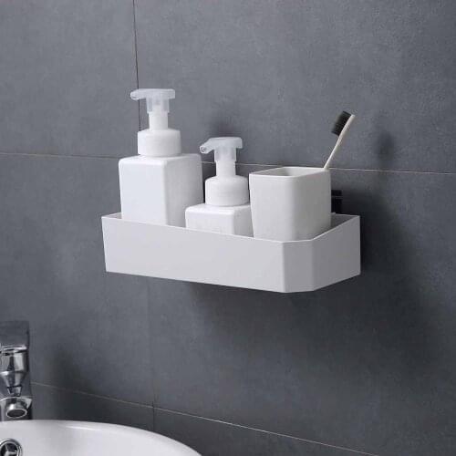 Bathroom Plastic Rack Shower Room Storage Rack Accessories Punch-Free Wall-Mounted Seamless Rack Toilet Storage Utility