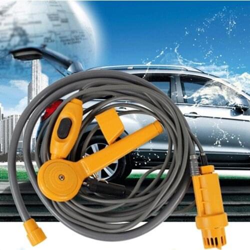Portable Electronic 12V Orange Outdoor Mini Smart Car Shower for Camping Hiking One Touch Operation Built-in System