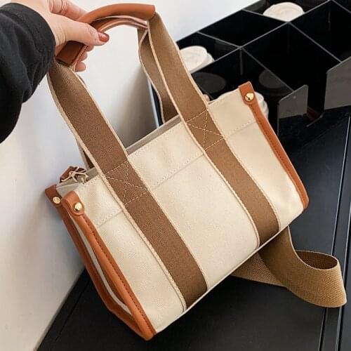 Simple Fashion Large-capacity Handbag For Ladies Vintage Striped Tote For Female Portable Ol Business Briefcase Korean Style