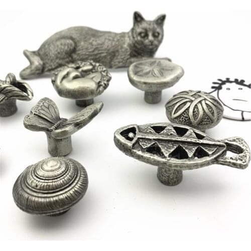 LCH Nordic Style Godness Butterfly Knot Mushroom Knob Creative Vintage Lead-Zinc Alloy Cabinet Handle Drawer Pull Matte Silver