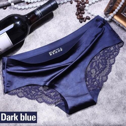 Sexy Women Lace Side Underwear Seamless Briefs Silk For Girls Ladies Bikini Cotton Crotch Breathable Lingerie