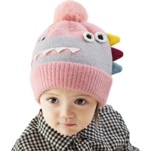 Toddler Baby Beanie Cap Lovely Cartoon Dinosaur Winter Warm Knit Hat for Boy Girl For Newborn Cap Accessories Photography Props