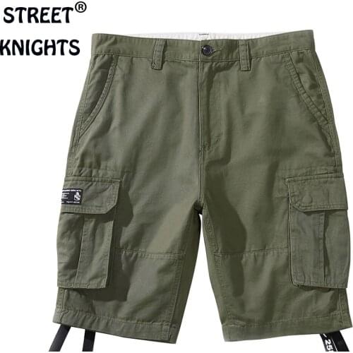 Mens 2021 Summer New Casual Loose English Printing Soft Touch Military Shorts Men 100% Cotton Street Knee-Length Beach Shorts
