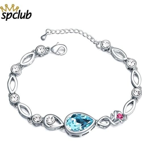 SPCLUB Crystals from Swarovski Bracelets Women Bracelet For Women Bangle Fashion Jewelry Elegant Wedding Female Gift