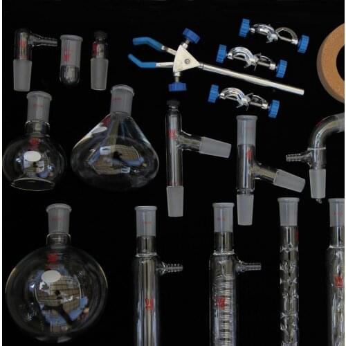 Glass Organic Chemistry Lab Glassware Kit Joint 24/40 33 Pcs, Lab Chemistry Set