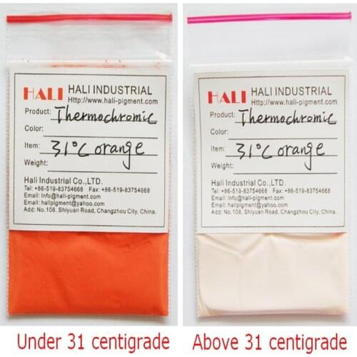 Thermochromic powder,hot active pigment,heat sensitive pigment,color:orange,activate temperature:31C,43C,1lot=10g