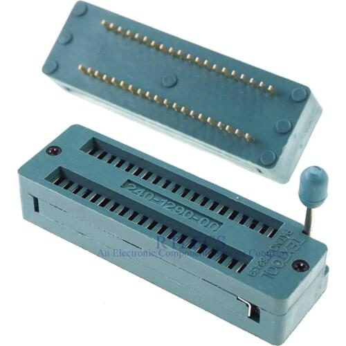 Test Tool IC DIP ZIF ZIP Socket 40 Pin Pitch 2.0 mm Press-Fit Dual Row Spacing 10.16 mm 0.40" 2x20 40 Position Grid