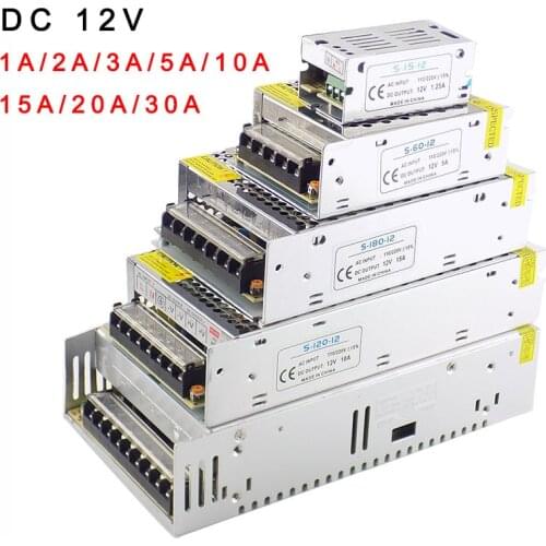 Lighting Transformer AC 110v 220v 265V to DC 12V 1A 2A 3A 5A 10A 15A 20A LED driver switch power supply adapter for strip light