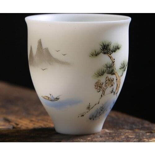 NEWYEARNEW 1piece Retro Ceramic Tea Wine Cup Set Accessorie Hand Painted Tableware Wedding Business Gift