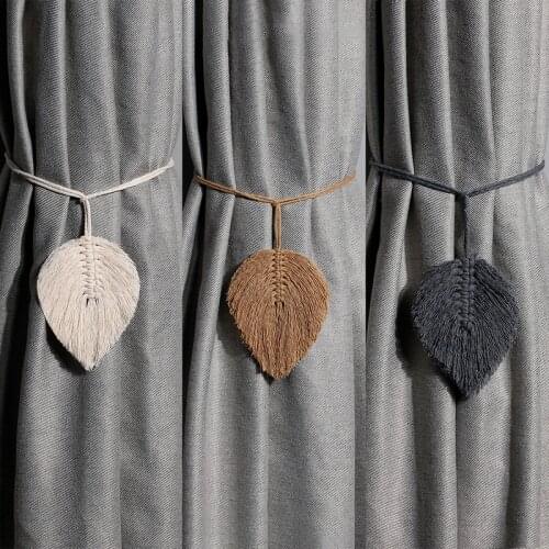 2 pcs Leaf Macrame Curtain Tiebacks Shaped Braided Curtain For Living Room Holdback Window Curtain Home Room Bedroom Decoration