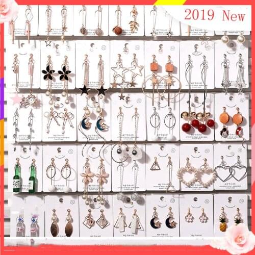 GRACE JUN 2019 Hot Sale Rhinestone Pearl Enamel Clip on Earrings for Women Fashion Party Prom Stuedent Style No Pierced Earrings