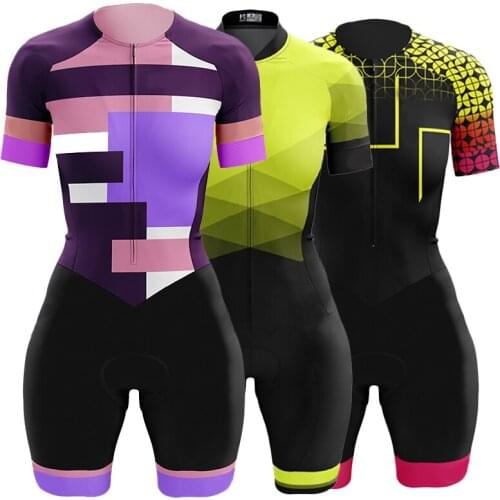 Summer Womens Triathlon Cycling Monkey Bike Clothing Running Jumpsuit Short Sleeve Bicycle Jersey Set Skinsuit MTB Ropa Ciclism