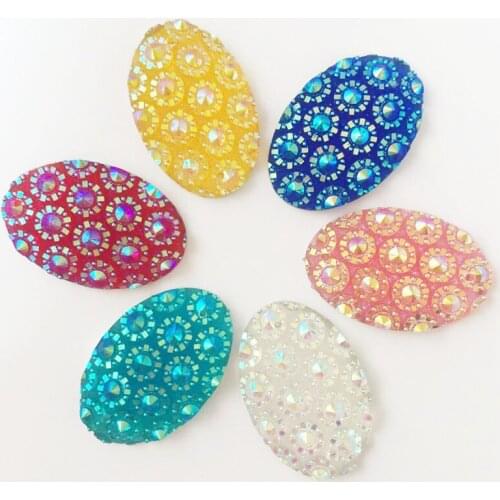 New Shiny 12pcs Mix Resin Mini flower 20*30mm Oval Flat back Rhinestone 2 Hole Appliques DIY Wedding Scrapbook Craft SF456