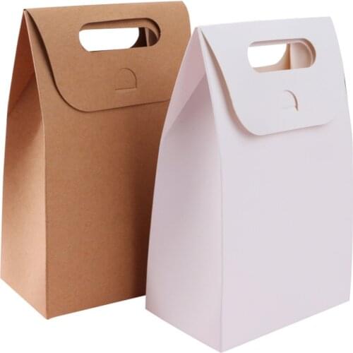 20pcs Brown Kraft paper Cake Box with handle,brown cup cake box with handle,wedding paper cardboard cake box Shopping Bags