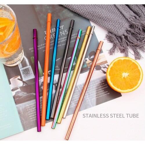 200Pcs/Lot 215x8mm Colorful Reusable Metal Drinking Straw 304 Stainless Steel Metal Straw For Mugs 8mm Bar Party Accessory