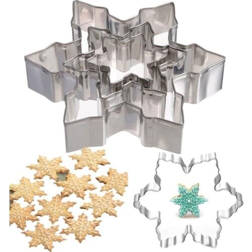 3pcs/lot 3D Stainless Steel Christmas Cookie Cutter Mold Bakeware Baking Snowflake Biscuit Fondant Cutter Kitchen Accessorie