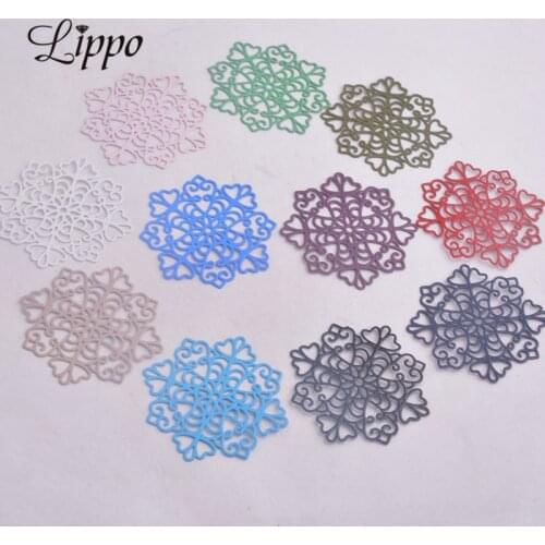 30pcs AA2604 Prints Connectors 38mm Flower Charms