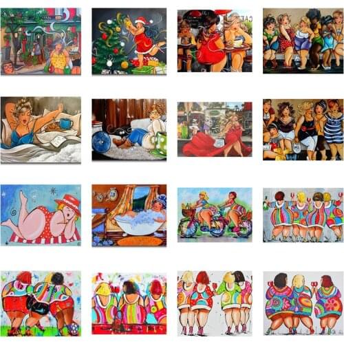 5D Diy Diamond Painting Cartoon Sexy Fat Girl Lady Full Square Round Drill Embroidery Cross Stitch Kit Home Decor Rhinestone