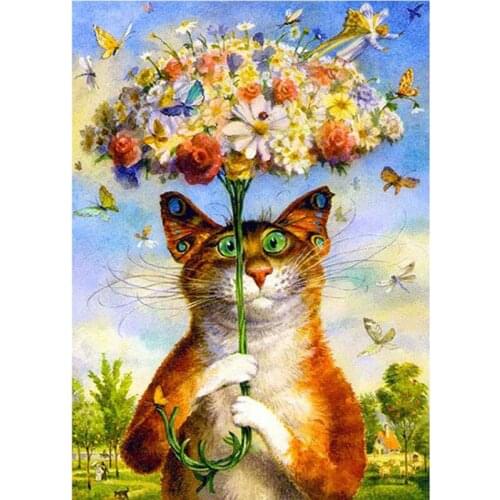 5D DIY Diamond Painting Full Drill Round Diamond Cat And Portrait Mosaic Embroidered Hobbies Crafts Home Decoration Art Gifts