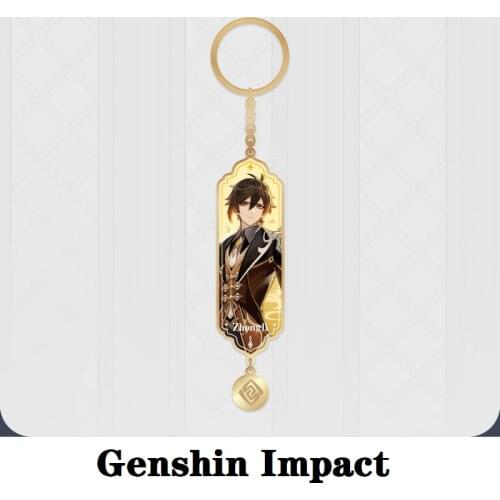 Anime Accessories Game Genshin Impact Cosplay Diy Jewelry Zhongli Metal Pendant Tinplate Badge Halloween Keychain Rock King Prop