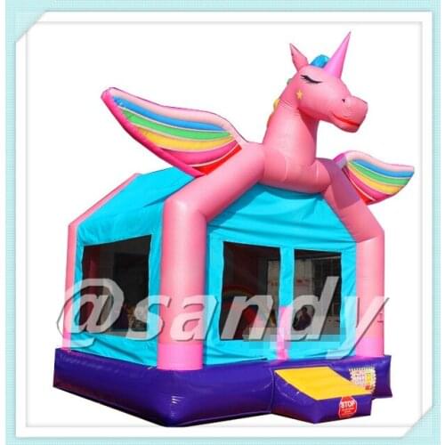 Free air ship to door,4.5x4x3m unicorn bouncy jumping castle inflatable air bouncer bounce house for toddlers