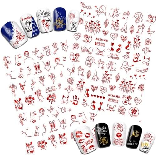 CB-196 girl Valentines day series CA-509-510-511 DESIGNS COOL 3d nail art stickers decal template diy nail tool decorations