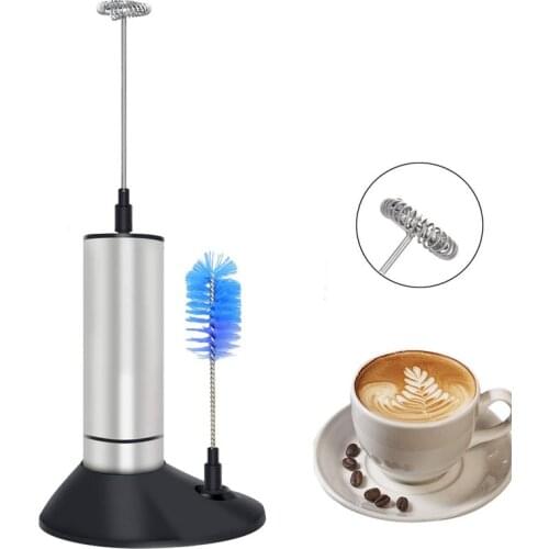 LMETJMA Electric Milk Frother Handheld Battery Operated Milk Foam Maker Coffee Frother Egg Beater Whisk Mixer Stirrer KC0273