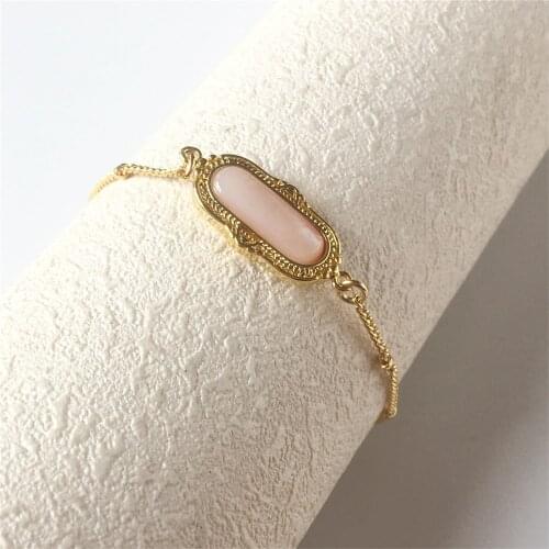 FUWO Wholesale Natural Shell Bracelet With Gold Satellite Chain,Fashion Mother Of Pearl Jewelry For Women BR524