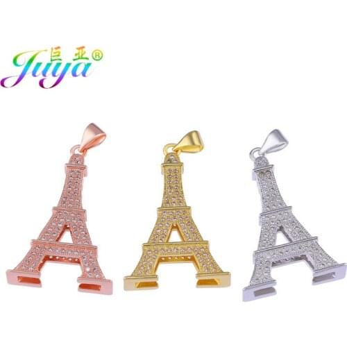 Juya DIY Charms Supplies Gold/Rose Gold Effier Tower Charm Pendants For Women Men Fashion Bracelets Necklace Making